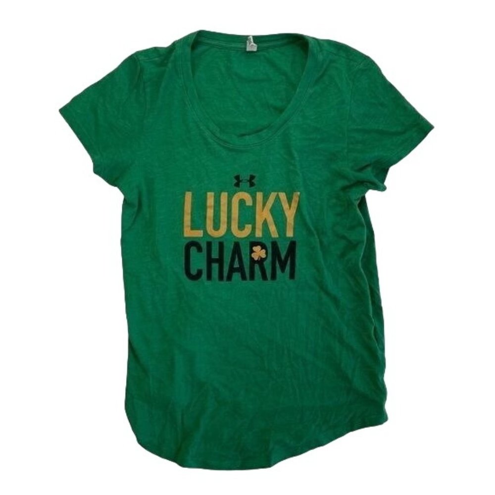 Under Armour Green Charged Lucky Charm Shamrock Short Sleeve T-shirt Size SM/P
